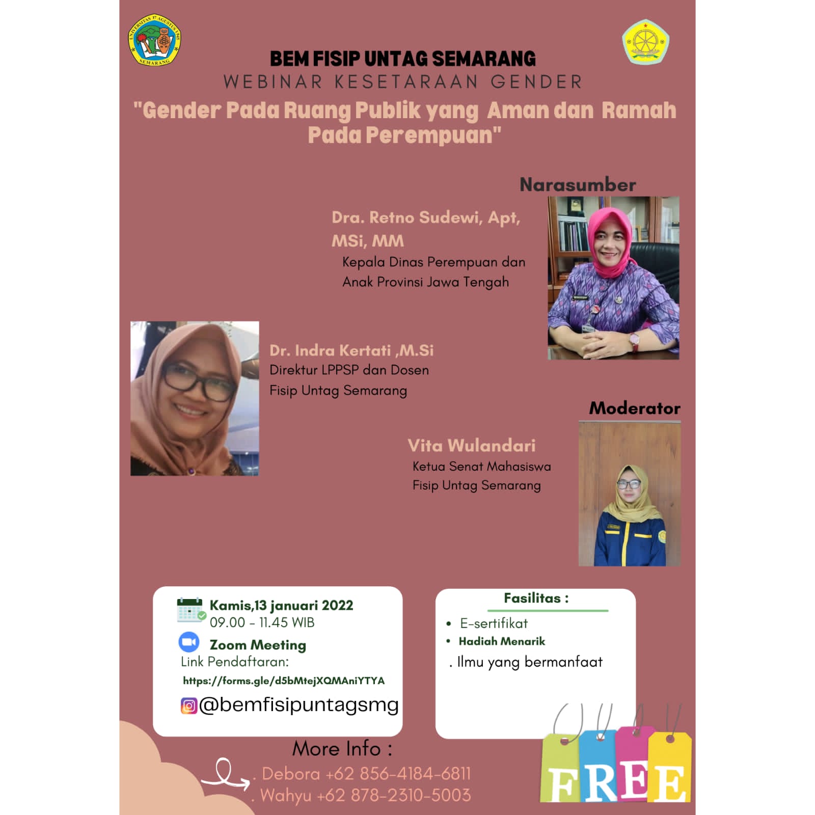 Webinar Kesetaraan Gender "Gender Pada Ruang Publik yang Aman dan Ramah Pada Perempuan"